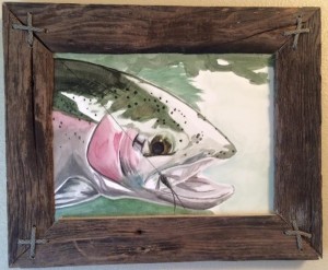 My first attempt at watercolor and woodworking.... the frame is made from drift wood and the painting is my attempt at a Steelhead. 